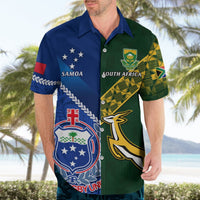 Custom Samoa And South Africa Rugby Hawaiian Shirt 2023 World Cup Manu Samoa With Springboks LT14 - Polynesian Pride