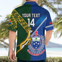 Custom Samoa And South Africa Rugby Hawaiian Shirt 2023 World Cup Manu Samoa With Springboks LT14 - Polynesian Pride