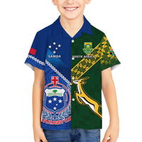 Custom Samoa And South Africa Rugby Hawaiian Shirt 2023 World Cup Manu Samoa With Springboks LT14 - Polynesian Pride