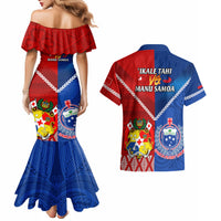 Samoa And Tonga Rugby Couples Matching Mermaid Dress and Hawaiian Shirt 2023 World Cup Manu Samoa With Ikale Tahi LT14 - Polynesian Pride