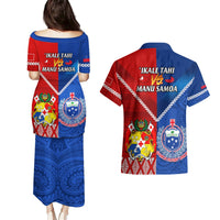 Samoa And Tonga Rugby Couples Matching Puletasi Dress and Hawaiian Shirt 2023 World Cup Manu Samoa With Ikale Tahi LT14 - Polynesian Pride