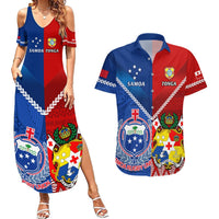 Samoa And Tonga Rugby Couples Matching Summer Maxi Dress and Hawaiian Shirt 2023 World Cup Manu Samoa With Ikale Tahi LT14 Blue - Polynesian Pride