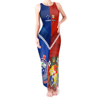 Samoa And Tonga Rugby Tank Maxi Dress 2023 World Cup Manu Samoa With Ikale Tahi LT14 Women Blue - Polynesian Pride