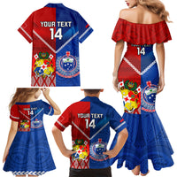 Custom Samoa And Tonga Rugby Family Matching Mermaid Dress and Hawaiian Shirt 2023 World Cup Manu Samoa With Ikale Tahi LT14 - Polynesian Pride