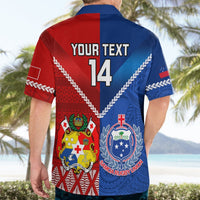 Custom Samoa And Tonga Rugby Hawaiian Shirt 2023 World Cup Manu Samoa With Ikale Tahi LT14 - Polynesian Pride