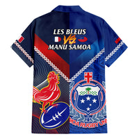 Samoa And France Rugby Family Matching Puletasi Dress and Hawaiian Shirt 2023 World Cup Manu Samoa With Les Bleus LT14 - Polynesian Pride