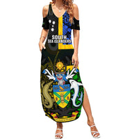Personalised South Sea Islanders Summer Maxi Dress Kanakas With Solomon Islands Coat Of Arms LT14 Women Black - Polynesian Pride
