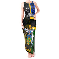 Personalised South Sea Islanders Tank Maxi Dress Kanakas With Solomon Islands Coat Of Arms LT14 Women Black - Polynesian Pride
