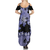 Purple Hawaii Summer Maxi Dress Tapa Cloth Mix Tropical Flowers Pastel Vibes LT14 - Polynesian Pride