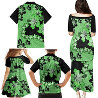 Green Hawaii Family Matching Puletasi Dress and Hawaiian Shirt Tapa Cloth Mix Tropical Flowers Pastel Vibes LT14 - Polynesian Pride