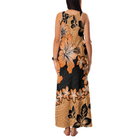 Orange Hawaii Family Matching Tank Maxi Dress and Hawaiian Shirt Tapa Cloth Mix Tropical Flowers Pastel Vibes LT14 - Polynesian Pride