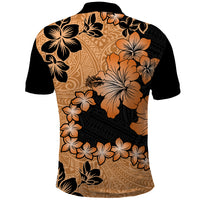 Orange Hawaii Polo Shirt Tapa Cloth Mix Tropical Flowers Pastel Vibes LT14 - Polynesian Pride