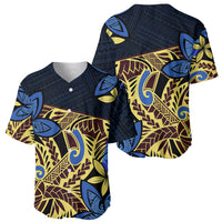 Polynesia Fabric Baseball Jersey Polynesian Tribal With Frangipani Flowers LT14 - Polynesian Pride