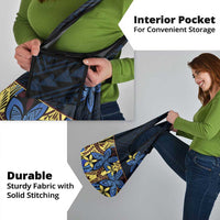 Polynesia Fabric Grocery Bag Polynesian Tribal With Frangipani Flowers