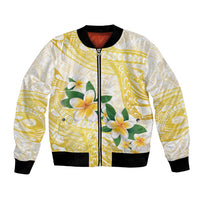 Gold And White Polynesia Plumeria Bomber Jacket Curves Tropical Vibes