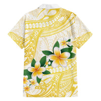 Gold And White Polynesia Plumeria Family Matching Tank Maxi Dress and Hawaiian Shirt Curves Tropical Vibes