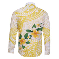 Gold And White Polynesia Plumeria Family Matching Tank Maxi Dress and Hawaiian Shirt Curves Tropical Vibes