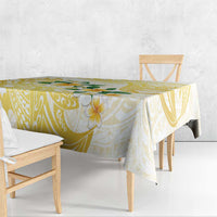Gold And White Polynesia Plumeria Tablecloth Curves Tropical Vibes