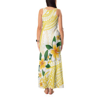 Gold And White Polynesia Plumeria Tank Maxi Dress Curves Tropical Vibes