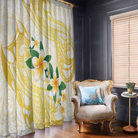 Gold And White Polynesia Plumeria Window Curtain Curves Tropical Vibes