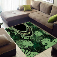 Green Hawaii Kukui Nut Lei Area Rug Hawaiian Pattern Monstera Tropical Vibes - Polynesian Pride