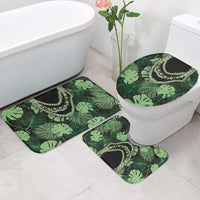 Green Hawaii Kukui Nut Lei Bathroom Set Hawaiian Pattern Monstera Tropical Vibes - Polynesian Pride