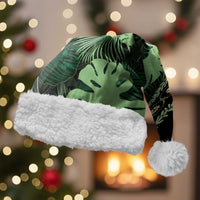 Green Hawaii Kukui Nut Lei Christmas Santa Hat Hawaiian Pattern Monstera Tropical Vibes - Polynesian Pride