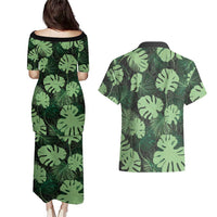 Green Hawaii Kukui Nut Lei Couples Matching Puletasi and Hawaiian Shirt Hawaiian Pattern Monstera Tropical Vibes LT14 - Polynesian Pride