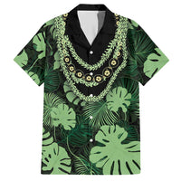 Green Hawaii Kukui Nut Lei Hawaiian Shirt Hawaiian Pattern Monstera Tropical Vibes LT14 Green - Polynesian Pride