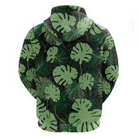 Green Hawaii Kukui Nut Lei Hoodie Hawaiian Pattern Monstera Tropical Vibes - Polynesian Pride