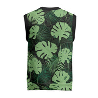 Green Hawaii Kukui Nut Lei Christmas Knitted V-Neck Vest Hawaiian Pattern Monstera Tropical Vibes - Polynesian Pride