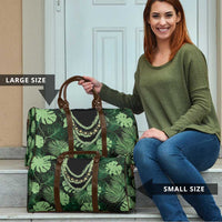 Green Hawaii Kukui Nut Lei Travel Bag Hawaiian Pattern Monstera Tropical Vibes LT14 - Polynesian Pride