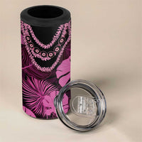 Pink Hawaii Kukui Nut Lei 4 in 1 Can Cooler Tumbler Hawaiian Pattern Monstera Tropical Vibes LT14 - Polynesian Pride
