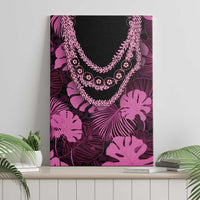 Pink Hawaii Kukui Nut Lei Canvas Wall Art Hawaiian Pattern Monstera Tropical Vibes - Polynesian Pride