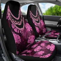 Pink Hawaii Kukui Nut Lei Car Seat Cover Hawaiian Pattern Monstera Tropical Vibes - Polynesian Pride