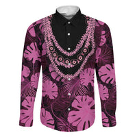 Pink Hawaii Kukui Nut Lei Family Matching Tank Maxi Dress and Hawaiian Shirt Hawaiian Pattern Monstera Tropical Vibes - Polynesian Pride