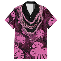 Pink Hawaii Kukui Nut Lei Hawaiian Shirt Hawaiian Pattern Monstera Tropical Vibes - Polynesian Pride