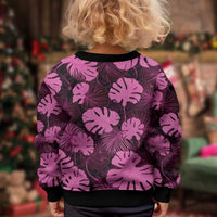 Pink Hawaii Kukui Nut Lei Kid Ugly Christmas Sweater Hawaiian Pattern Monstera Tropical Vibes - Polynesian Pride