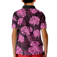Pink Hawaii Kukui Nut Lei Kid Polo Shirt Hawaiian Pattern Monstera Tropical Vibes - Polynesian Pride