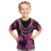 Pink Hawaii Kukui Nut Lei Kid T Shirt Hawaiian Pattern Monstera Tropical Vibes LT14 Pink - Polynesian Pride