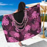 Pink Hawaii Kukui Nut Lei Sarong Hawaiian Pattern Monstera Tropical Vibes - Polynesian Pride