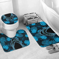 Blue Hawaii Kukui Nut Lei Bathroom Set Hawaiian Pattern Monstera Tropical Vibes - Polynesian Pride