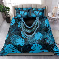 Blue Hawaii Kukui Nut Lei Bedding Set Hawaiian Pattern Monstera Tropical Vibes - Polynesian Pride