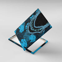 Blue Hawaii Kukui Nut Lei Canvas Wall Art Hawaiian Pattern Monstera Tropical Vibes - Polynesian Pride