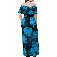 Blue Hawaii Kukui Nut Lei Family Matching Off Shoulder Maxi Dress and Hawaiian Shirt Hawaiian Pattern Monstera Tropical Vibes - Polynesian Pride