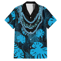 Blue Hawaii Kukui Nut Lei Family Matching Off Shoulder Short Dress and Hawaiian Shirt Hawaiian Pattern Monstera Tropical Vibes - Polynesian Pride