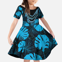 Blue Hawaii Kukui Nut Lei Family Matching Summer Maxi Dress and Hawaiian Shirt Hawaiian Pattern Monstera Tropical Vibes - Polynesian Pride