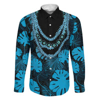 Blue Hawaii Kukui Nut Lei Family Matching Tank Maxi Dress and Hawaiian Shirt Hawaiian Pattern Monstera Tropical Vibes - Polynesian Pride