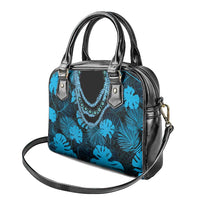 Blue Hawaii Kukui Nut Lei Shoulder Handbag Hawaiian Pattern Monstera Tropical Vibes - Polynesian Pride