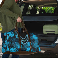 Blue Hawaii Kukui Nut Lei Travel Bag Hawaiian Pattern Monstera Tropical Vibes - Polynesian Pride
